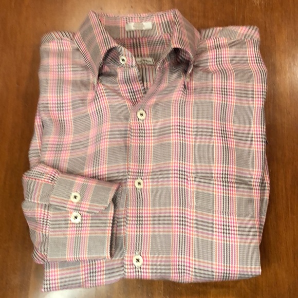 Peter Millar Other - Peter Millar Mens Cotton Orange/Pink/maroon Plaid Long Sleeve Button Down-Size M